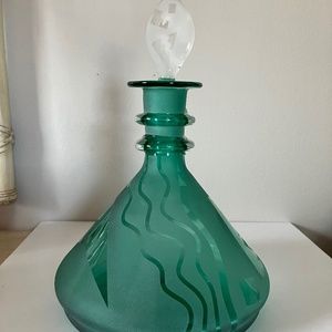 Robert McCandless Decanter Ar Deco Frosted Glass Mid Century Modern - Signed